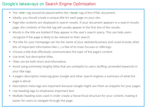 SEO Guidelines - Google takeaways