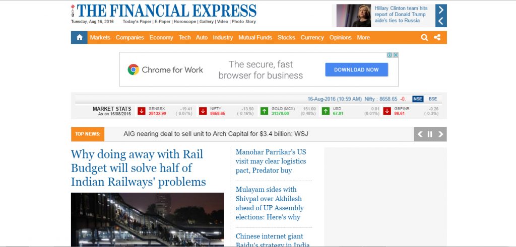 thefinancialexpress indian wordpress website