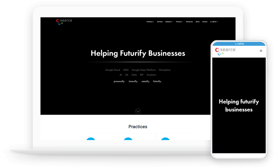 Website UI for a Cloud, Data & Analytics Solutions Company