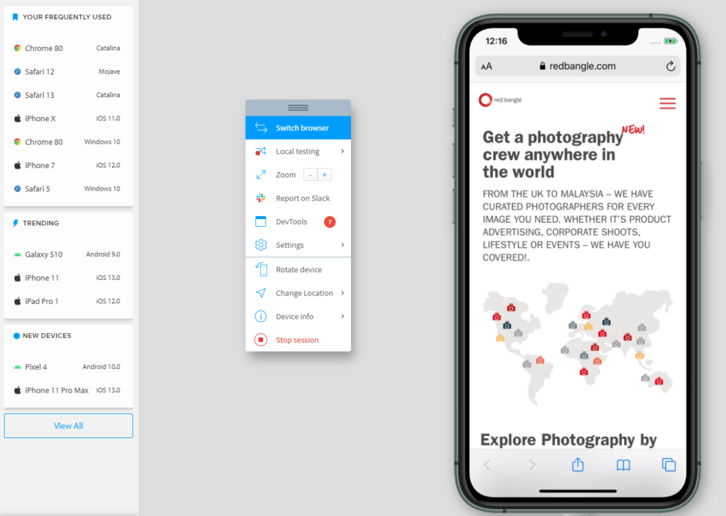 mobile device testing for website responsiveness