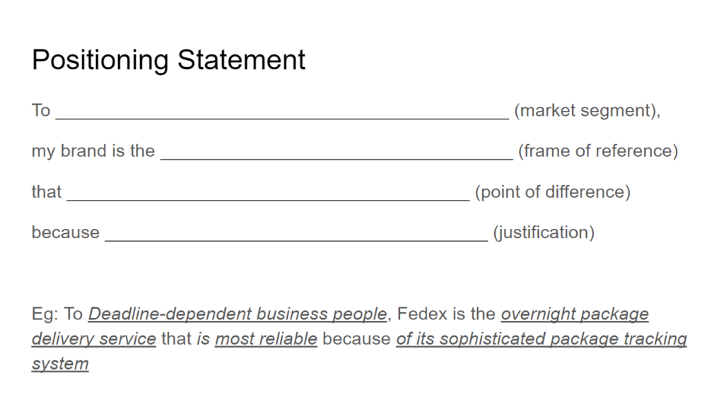 positioning statement framework