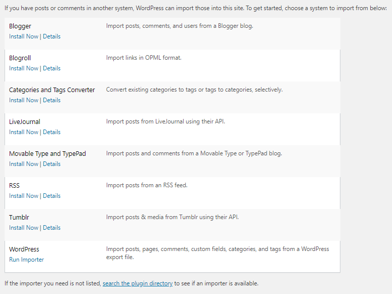 WordPress Features - Content Importer Tool