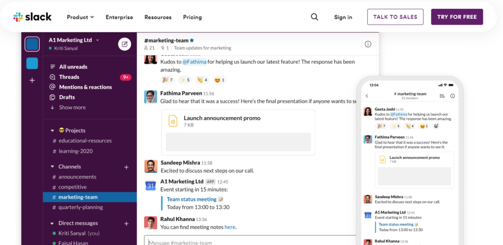 Slack interface