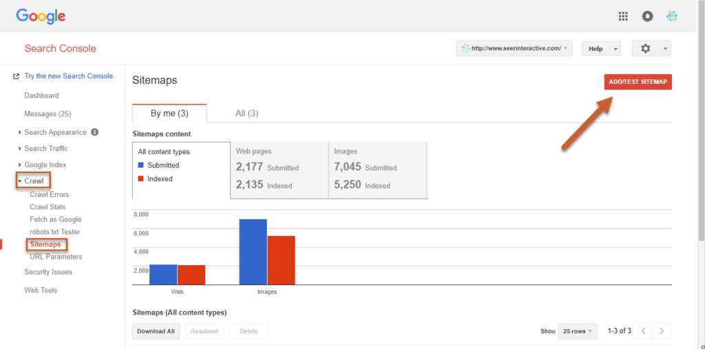 Sitemaps to Google search Console