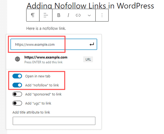 Adding No follow links