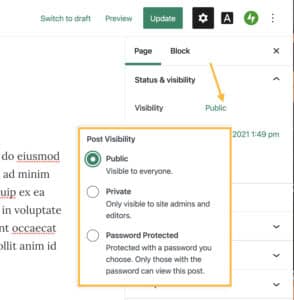 Site visibility settings